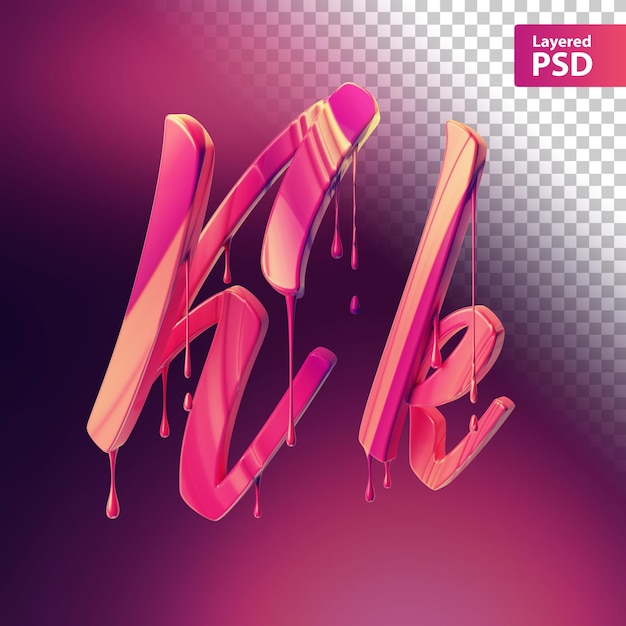 PSD roze 3d letter met druipend effect