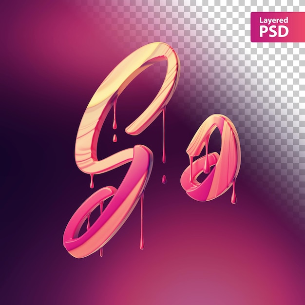 Roze 3d letter met druipend effect