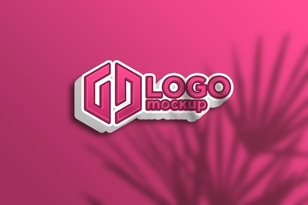 Roze 3D logo mockup 3D teken mockup sjabloon