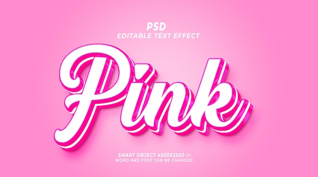 Roze 3d PSD bewerkbaar teksteffect photoshop-sjabloon met achtergrond