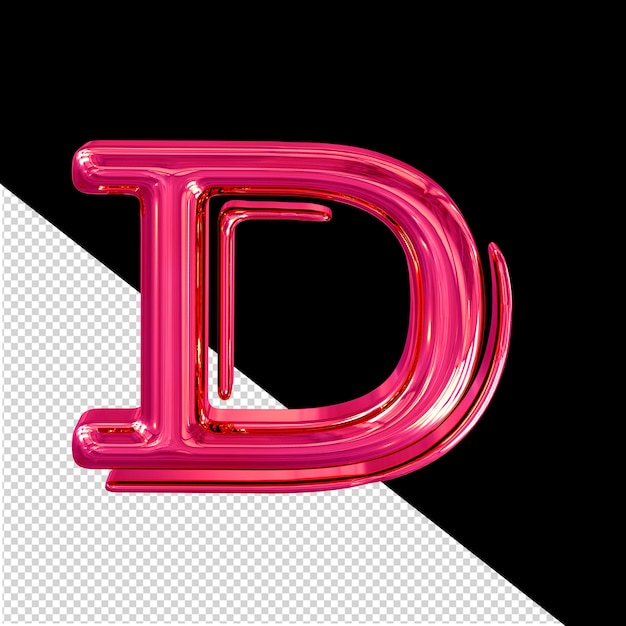 PSD roze 3d-symbool letter d