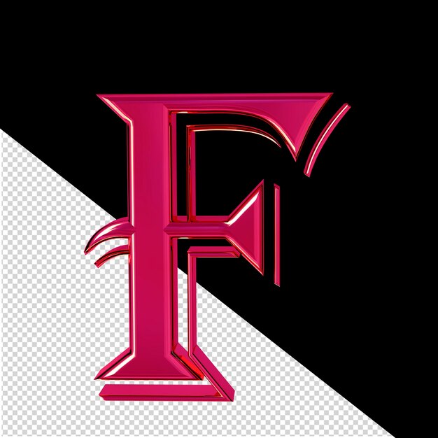 Roze 3d-symbool letter f