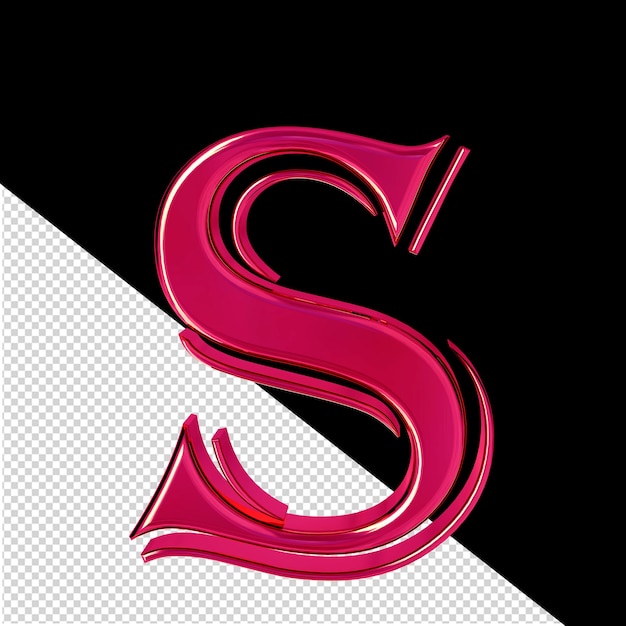 Roze 3d-symbool letter s