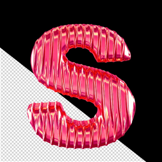 PSD roze 3d symbool met verticale ribben letter s