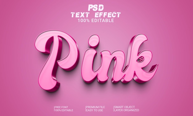 Roze 3D-teksteffect PSD-bestand