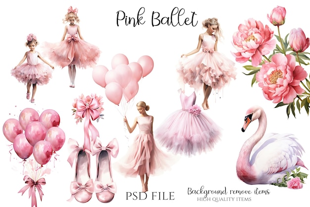 PSD roze ballet clipart