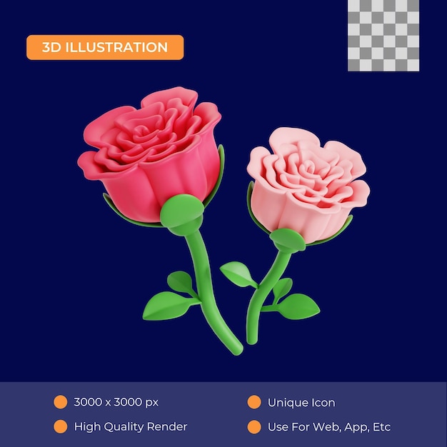 Roze bloem 3d illustratie