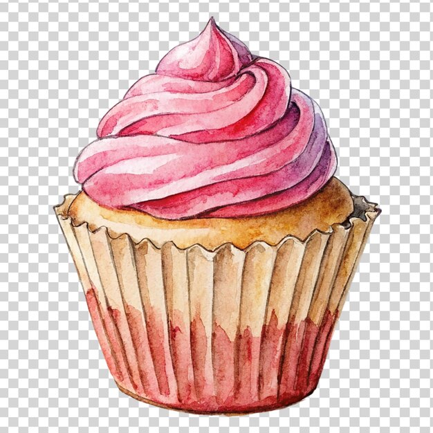 PSD roze cupcake kunst geïsoleerd op doorzichtige achtergrond