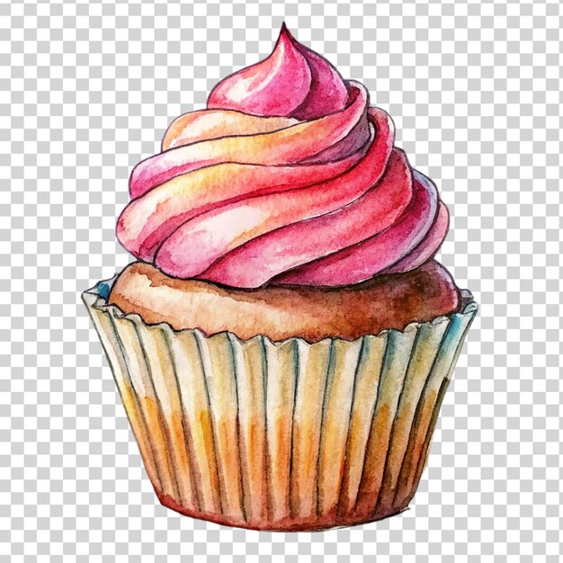 Roze cupcake kunst geïsoleerd op doorzichtige achtergrond