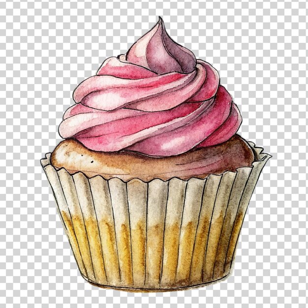 PSD roze cupcake kunst geïsoleerd op doorzichtige achtergrond