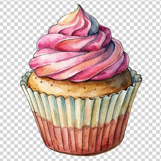 PSD roze cupcake kunst geïsoleerd op doorzichtige achtergrond