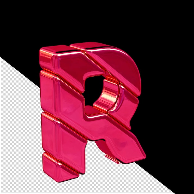 PSD roze diagonaal blok 3d symboolweergave vanaf de linker letter r