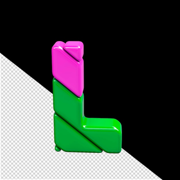 PSD roze en groene kunststof 3d symbool letter l