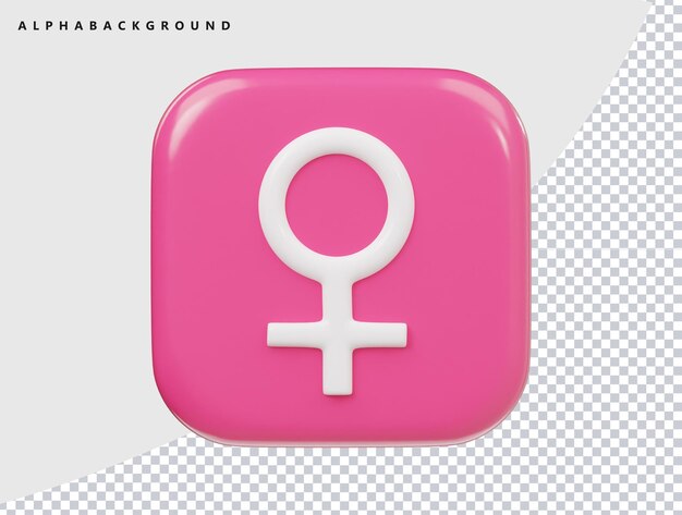 roze en roze vierkant met een vrouwelijk symbool erop