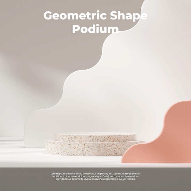 Roze en witte achtergrond muur 3d render afbeelding mockup achtergrond van terrazzo podium in square