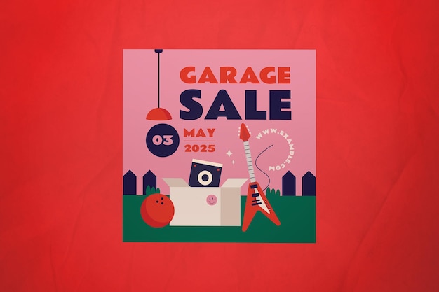 PSD roze flat design garage sale instagram post