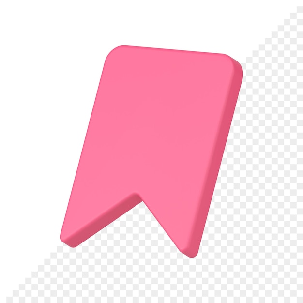 Roze glanzende gidsvlagmarkering die favoriet opgeslagen informatie realistisch 3d-pictogram toevoegt