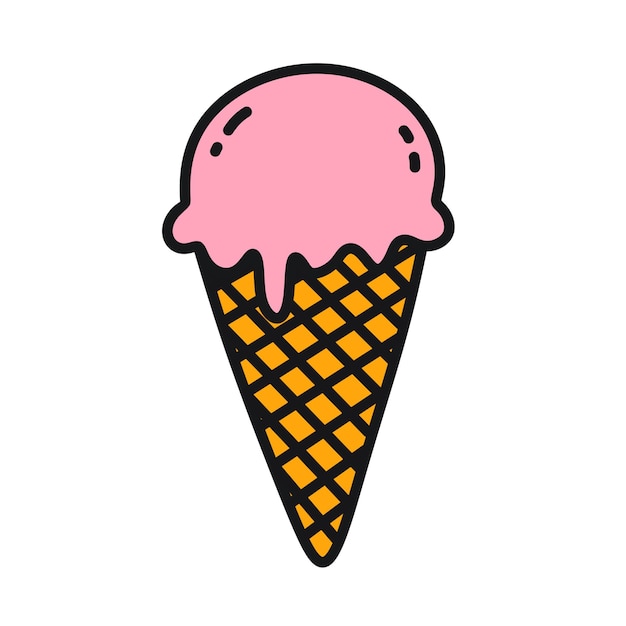 Roze ijs in een wafelkegel met