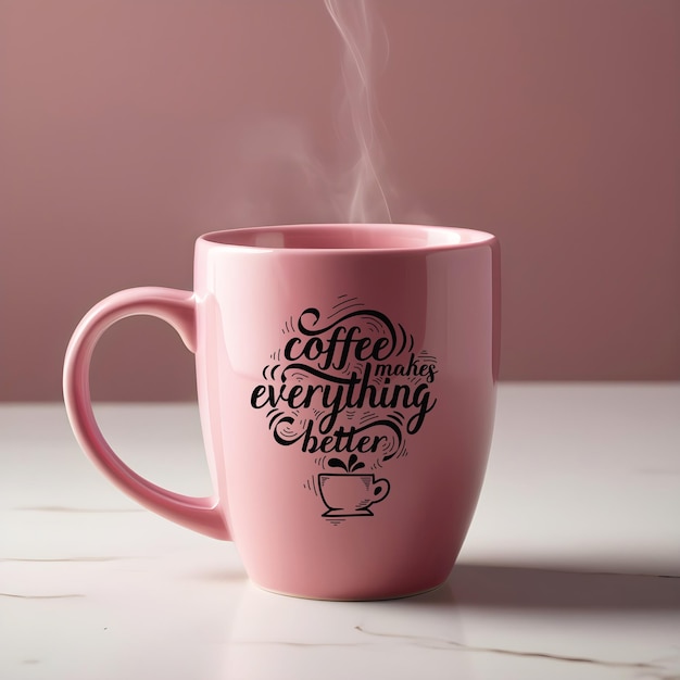 roze koffiekop mockup psd