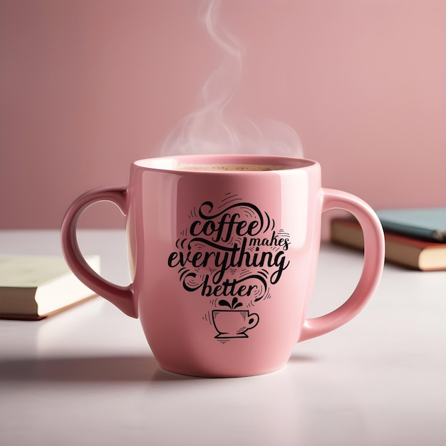 Roze koffiekop mockup