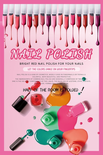 PSD roze mode schoonheid nagellak poster