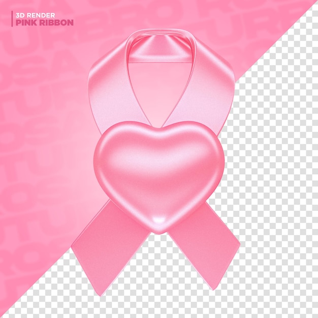 Roze oktober-lintlabel 3d render voor compositie