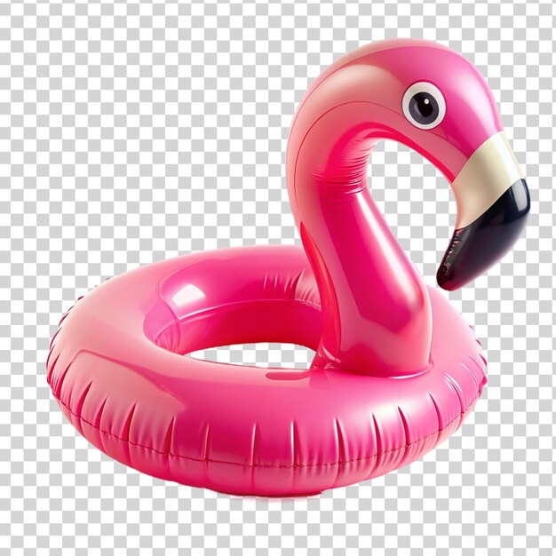 PSD roze opblaasbare flamingo-vloot geïsoleerd op een doorzichtige achtergrond