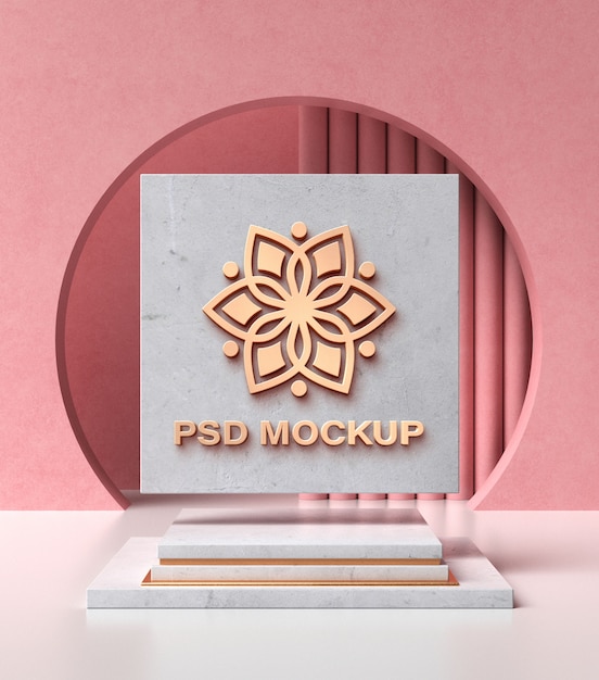 PSD roze podiummodel met mandalabloem