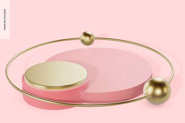 Roze ronde podium mockup, hoge hoekmening