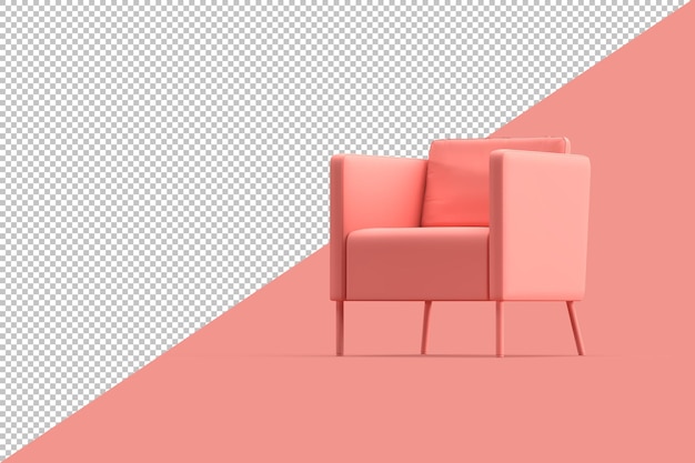 PSD roze stoel in 3d-weergave geïsoleerd
