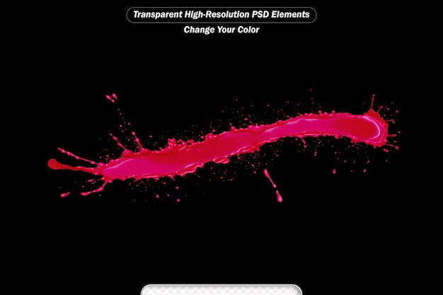 PSD roze verf spetter geïsoleerd op zwarte doorzichtige achtergrond