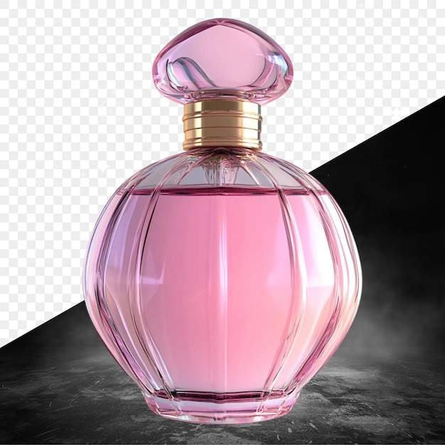 różowa butelka perfum z złotą czapką