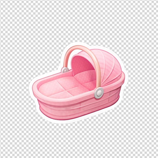 PSD różowa etykieta łóżka dla niemowląt z przezroczystym tłem