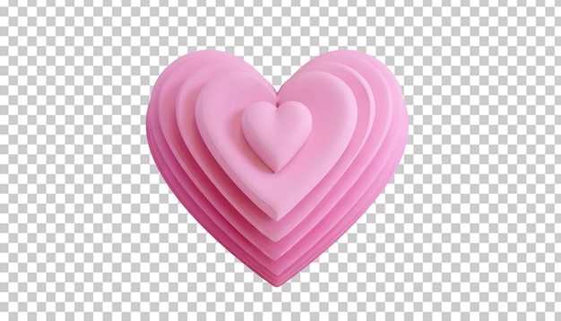 PSD różowa ikona serca izolowana na przezroczystym tle 3d.