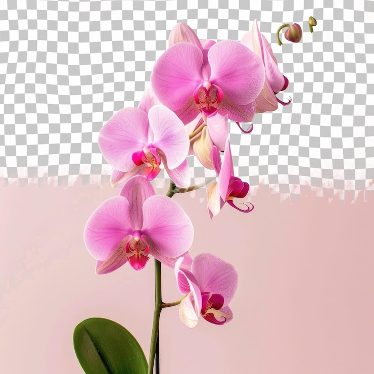 PSD różowa orchidea z białym tłem z różowym kwiatem w środku