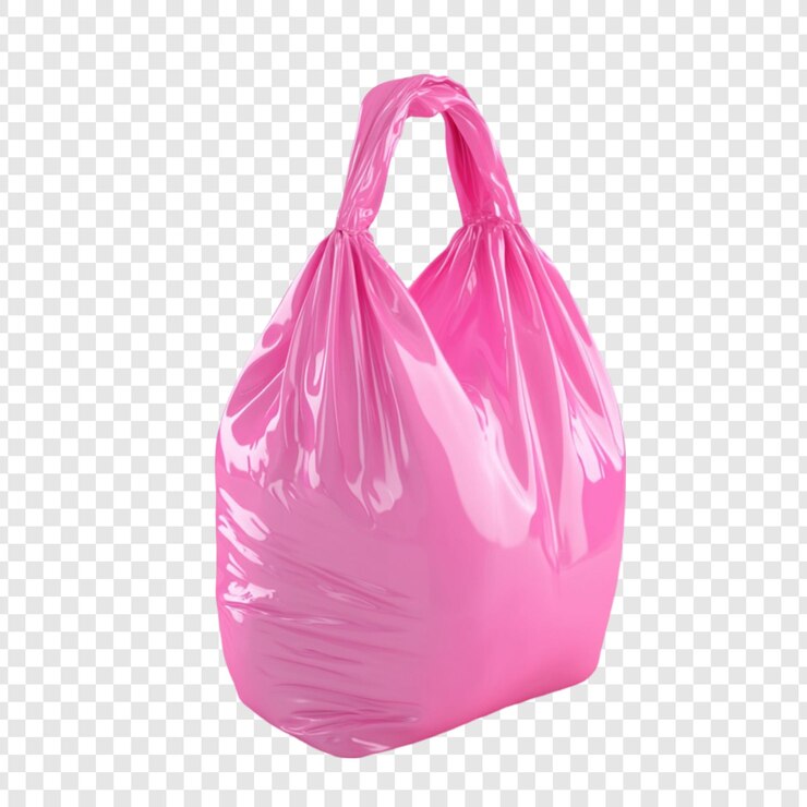 PSD różowa plastikowa torba na zakupy błyszcząca i pusta
