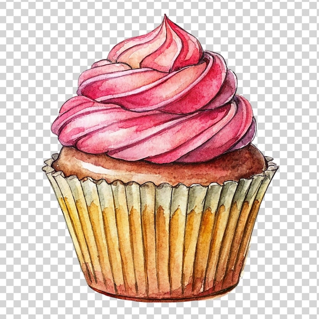 PSD różowa sztuka cupcake izolowana na przezroczystym tle