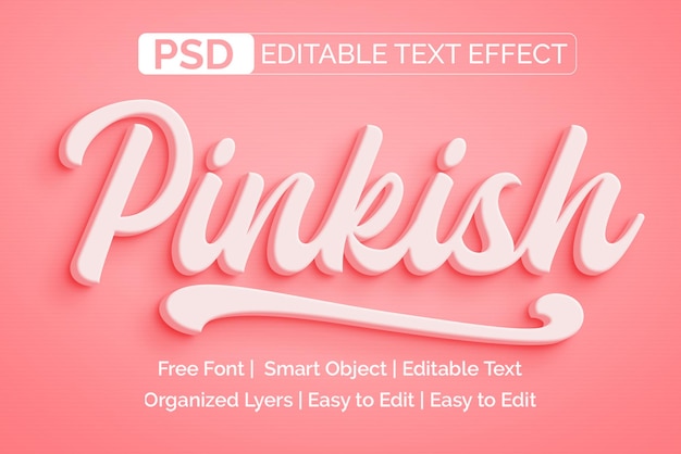 PSD różowawy nowoczesny szablon stylu warstwy efektów tekstowych 3d photoshop