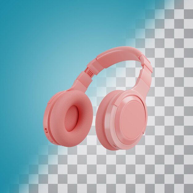 PSD różowe słuchawki z niebieskim tłem i niebieskim tłem.