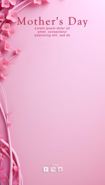 PSD różowe tło z kwiatami na dzień matki sztuczna inteligencja generatywna