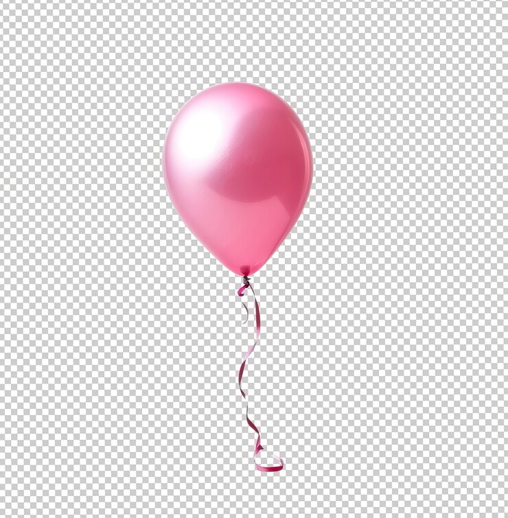 PSD różowy balon latający odizolowany na przezroczystym tle