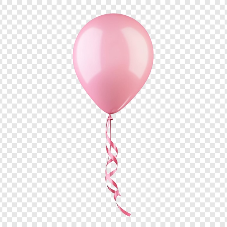 PSD różowy balon z wstążką uroczystość impreza świąteczna zabawa radość szczęście pastelowy jasny różowy kolor dekoracja balonu