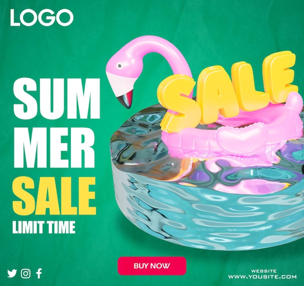 Różowy Flaming Z Napisem Summer Sale.