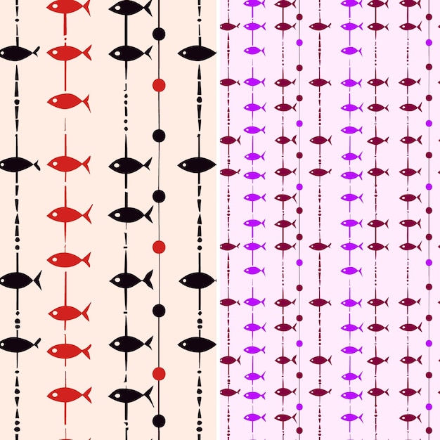 PSD różowy i biały wzór z rybami w linii