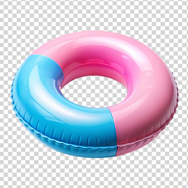 PSD różowy i niebieski nadmuchiwany pierścień basenu izolowany na przezroczystym tle
