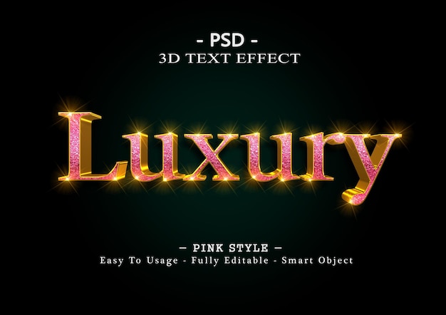Różowy Luksusowy Efekt Stylu Tekstu 3d