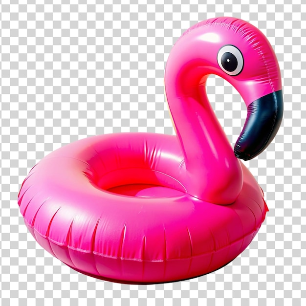 PSD różowy nadmuchiwany pływak flamingów izolowany na przezroczystym tle