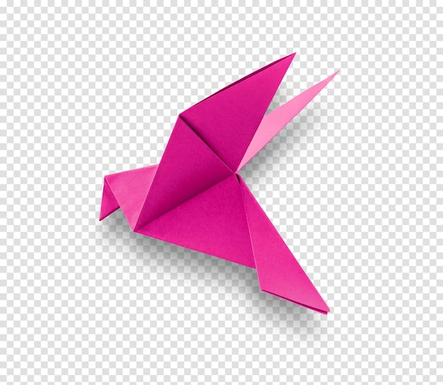 PSD różowy papier gołąb origami na białym tle