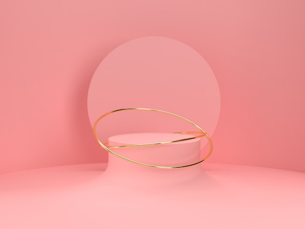Różowy pastelowy produkt stoi na tle. koncepcja abstrakcyjnej minimalnej geometrii. renderowania 3D