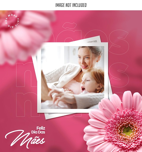 Różowy plakat z napisem feli d doss Feliz dia das Maes